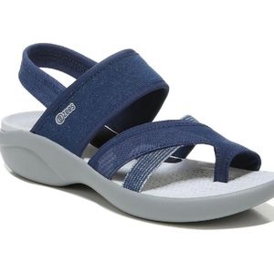 Bzees Womens Call Me Blue Shimmer Casual Strappy Sandals Shoes NWT